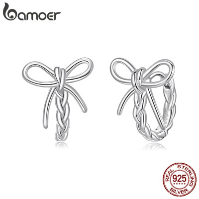 Bamoer Bạc 925 Bông Tai Bện Nơ Trang Sức Quà Tặng Nữ