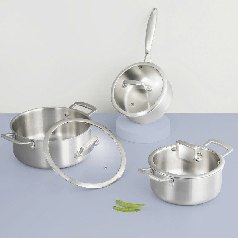 Nồi, Quánh INOX nguyên khối OMI GOURMET - Inochi cao cấp, sử dụng với nhiều loại bếp Cỡ 18-20-24cm