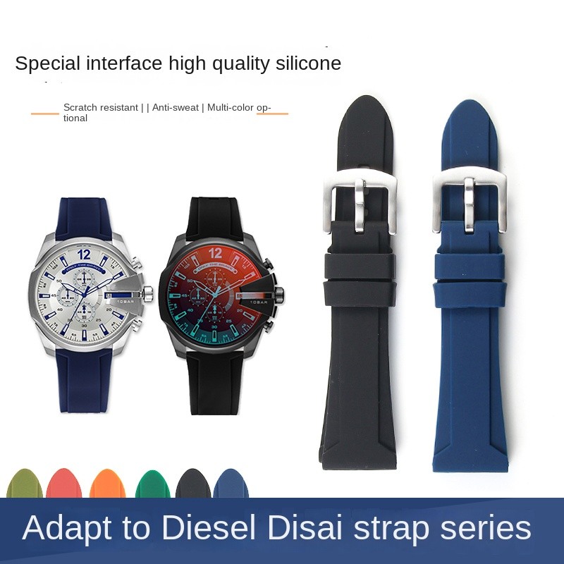 Dây đeo nhựa 22mm 24mm26mm cho dây đeo đồng hồ Diesel Silicone Nam DZ4318 / 7395 / 4496 / 4323 Dây đ