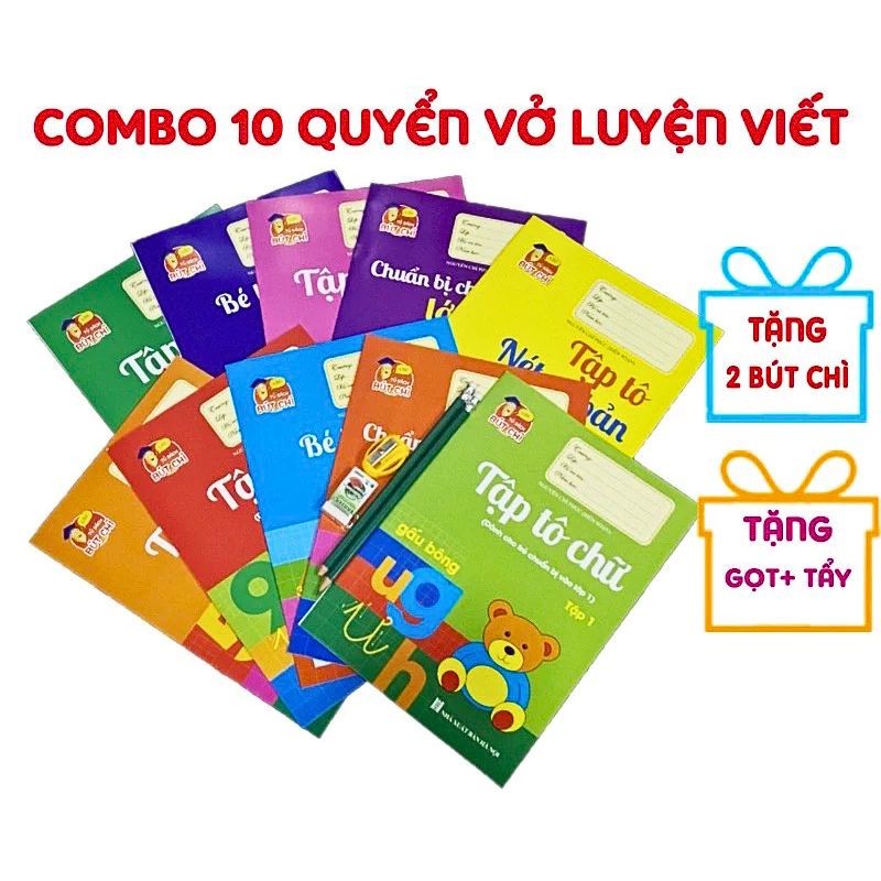 Sách - Bộ 10 Quyển Luyện Viết Tập Tô Chữ Cho Bé Mẫu Giáo