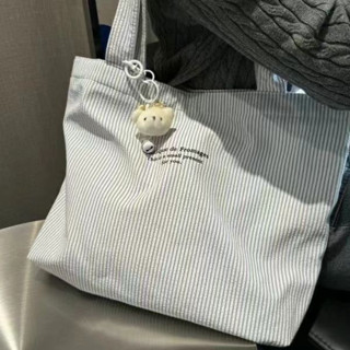 Túi Vải Bố đa năng đi lại công suất lớn đơn giản kẻ sọc thường ngày