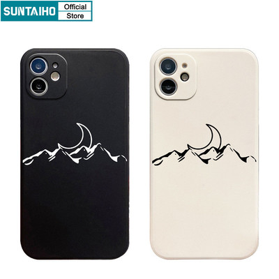 Suntaiho Thẩm Mỹ Độc Đáo Vỏ Điện Thoại Họa Tiết Núi Mặt Trăng Cho Iphone 16 15 14 13 12 11 Pro Max IP 7 8 Plus Iphon X Xs XR Xs Max Silicon Mềm Cao Cấp Chống Sốc Ốp Lưng