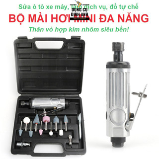 Máy mài hơi đánh xăm lốp Tặng kèm 10 đầu mài đa năng, có vali bảo quản. Thân vỏ hơm kim nhôm siêu bền