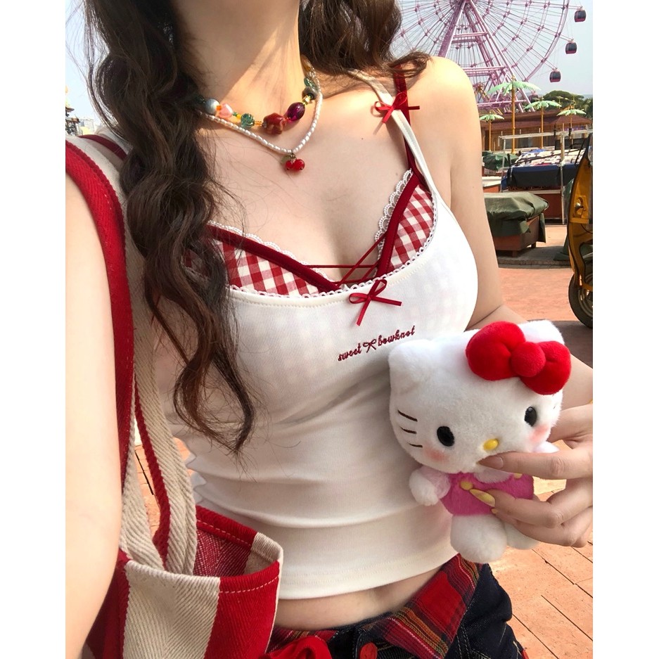 YIBEIKA Kiểm tra màu sắc Cross Corset Camisole Pure Desire Hot Girl Bộ đồ hai mảnh | BigBuy360 - bigbuy360.vn