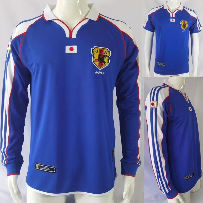 Áo bóng đá Nhật Bản Retro 2000 Áo bóng đá màu xanh sân nhà dài tay