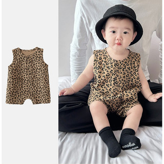 Áo vest không tay in họa tiết da báo mới mùa hè cho bé 0-2 tuổi onesie