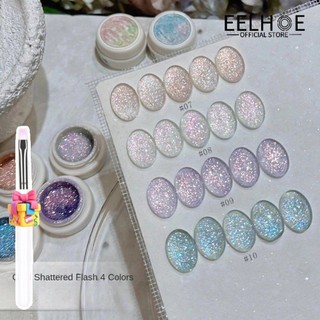 EELHOE 【QUÀ TẶNG】Gel làm móng XEIJAYI Opal Broken Diamond Super Fairy Flash mật độ cao Bạc Bạch kim không cần rửa, keo dán quang trị liệu ngâm cho tiệm làm móng