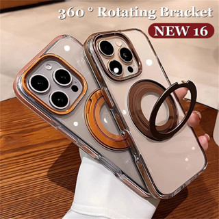  Ốp Điện Thoại Giá Đỡ Xoay 360 Cao Cấp Cho IPhone 16 Pro Max 13 14 15 Pro Max Vỏ Trong Suốt Chống Sốc 