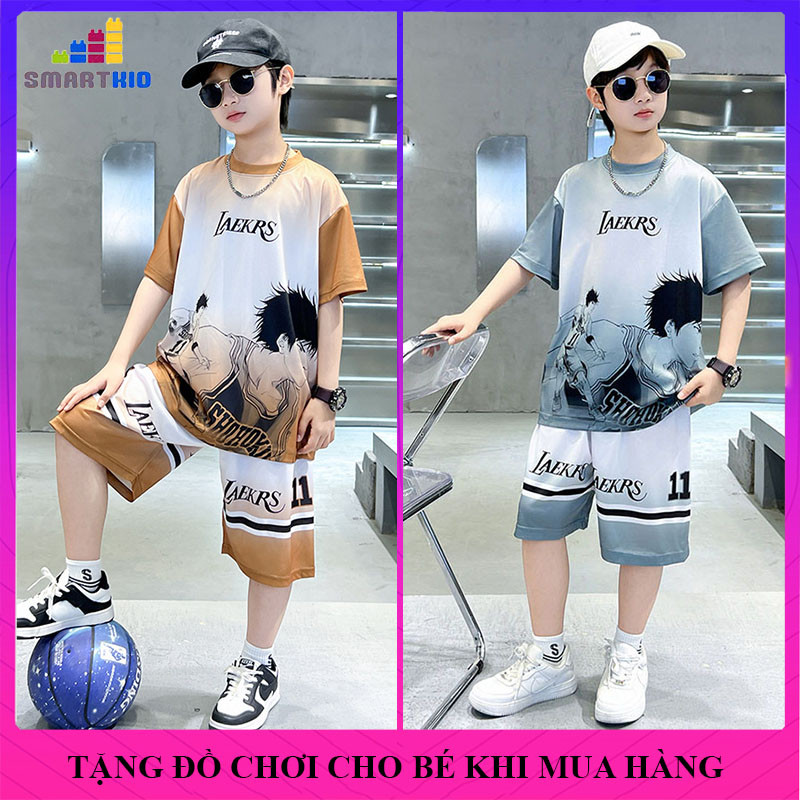 Bộ đồ hè bé trai mẫu LA vải thun lạnh size từ 18-50kg, bộ quần áo hè bé trai, set đồ cộc bé trai, đồ bộ bé trai
