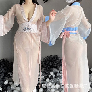  {Đặt Hàng tốc độ tóc} Váy dài xuyên thấu phong cách Trung Quốc gợi cảm của phụ nữ bộ đồ Hán phục thêu váy một mảnh đồng phục gợi cảm 