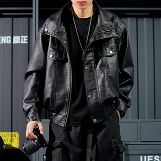 Áo Khoác Da PU Đẹp Trai Cổ Điển Mùa Xuân Thu Cỡ Lớn Áo Jacket Xu Hướng Phi Công Cao Cấp Cho Nam