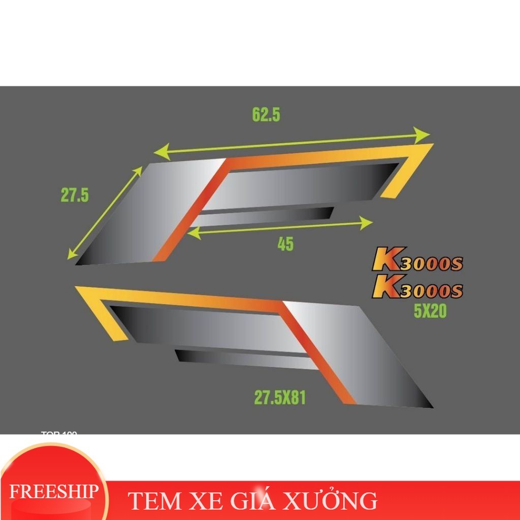 Bộ tem decal dán xe tải hãng xe KIA  k125, k165,k3000,k2700