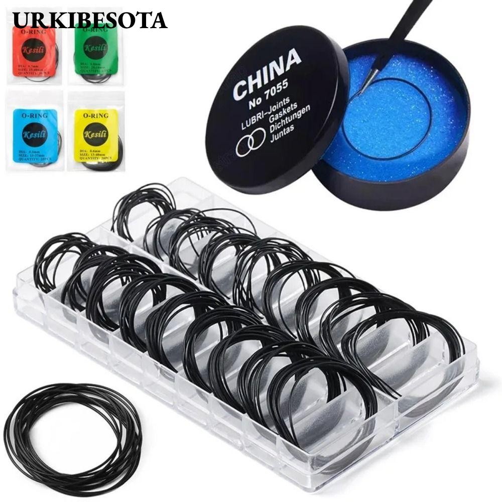 Urkibesota 200 Cái / bộ Mặt sau đồng hồ Cao su, Độ dày 0,5mm / 0,6mm Dụng cụ sửa chữa Vòng chữ O cao su, Đóng hộp chống nước cho miếng đệm vòng chữ O