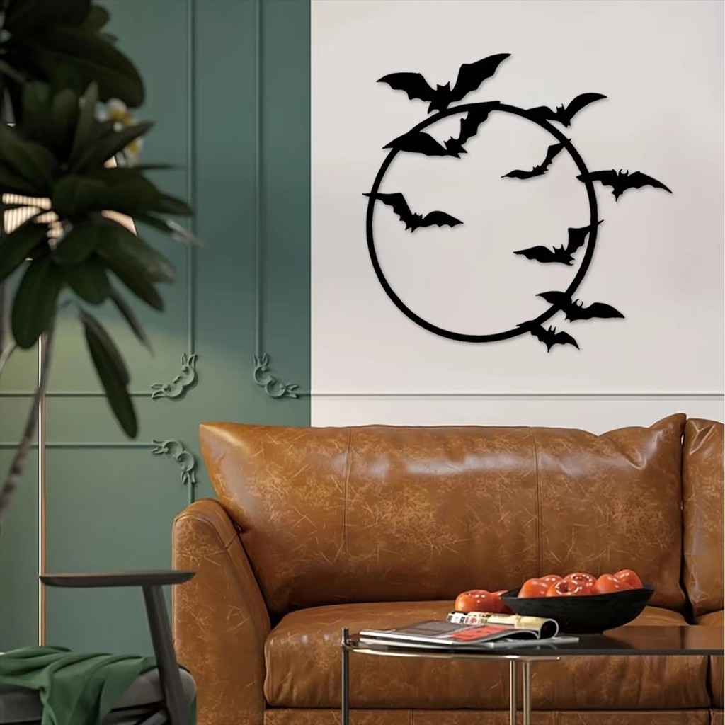 Ude Flying Bats Metal Wall Art, Bat Metal Wall Decor, Bat Metal Sign, Halloween Wall Decor, Hallowee