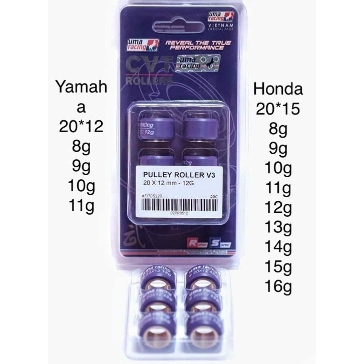 Bi nồi tay ga UMA racing Honda 20-15 và yamaha 20-12 CHÍNH HÃNG