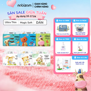 Tã/Bỉm Dán NABIZAM Cao Cấp Mỏng Nhẹ, Khô Thoáng Chống Tràn Phù Hợp Dùng Ban Ngày, Đủ Size Từ 4-15kg, 32-50 Miếng/Bịch