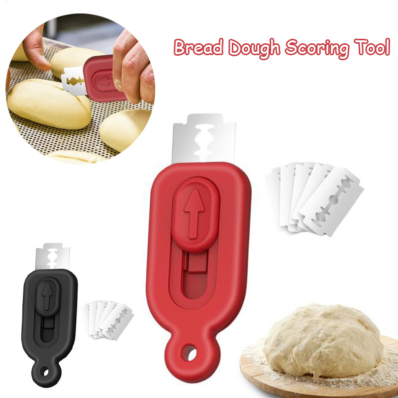 Công cụ chấm điểm bột có thể thu vào Bánh mì Lame Cutter Slash Dao cạo Dụng cụ làm bánh mì cầm tay D