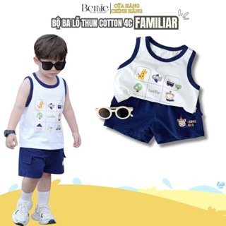 Bộ ba lỗ cho bé trai áo thun ba lỗ kèm quần thun cotton 4 chiều mùa hè 1 đến 7 tuổi BERNIE T0225B29