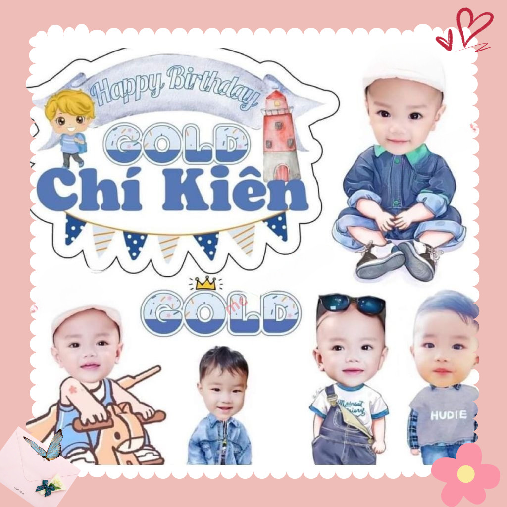 Chibi Cho Bé Trai Trang Trí Sinh Nhật 25cm, thiết kế chibi sinh nhật cho bé trang trí tiệc sinh nhật