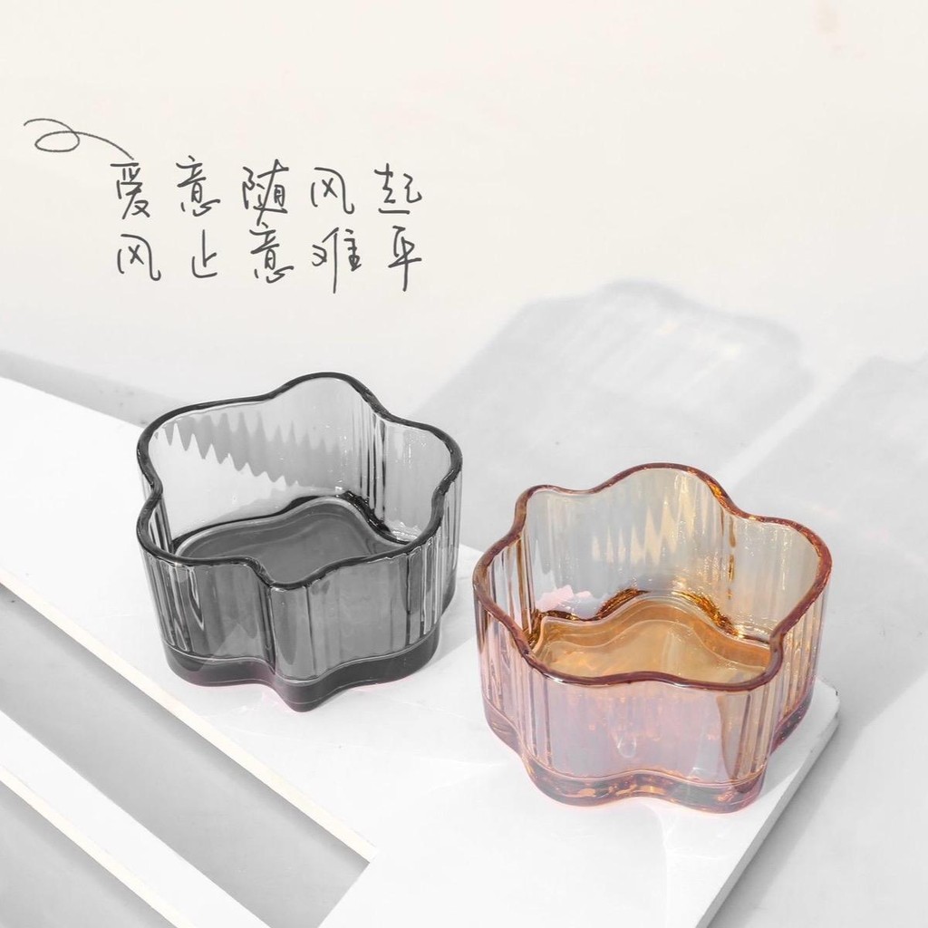 Set 1 Bát + 1 Thìa Thuỷ Tinh Cánh Hoa Đám Mây Uốn Éo Zòng Zèo - Linglengstore bat dia