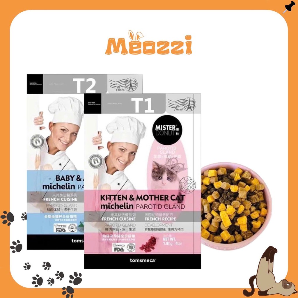 [Bao 9kg] Hạt Mister Donut T1 và T2 Dành Cho Mèo Trưởng Thành Và Mèo Con - MEOZZI