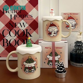 COKTIK Cây Giáng Sinh Dễ Thương Chó Con Cốc Kem Màu Chịu Nhiệt Độ Cao Cốc Nước Cặp Đôi Sữa Cà Phê Hộp Quà Tặng