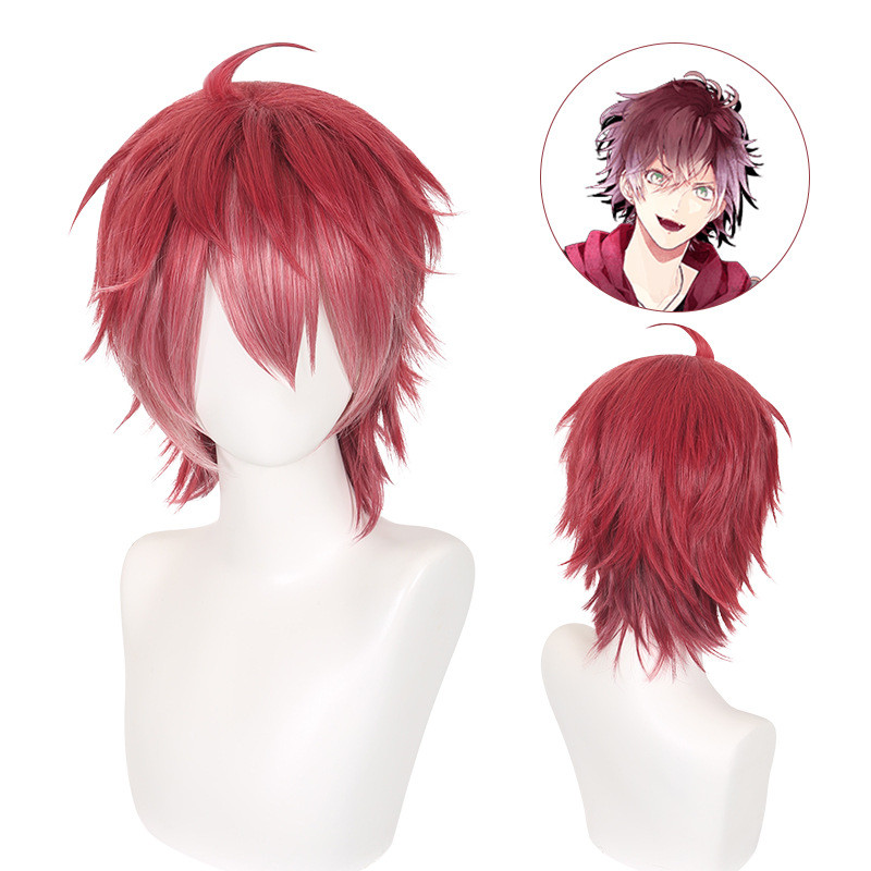 Sakamaki Ayato Cosplay Tóc Giả Rượu Vang Đỏ Mix Tóc Giả Ngắn Chịu Nhiệt Tổng Hợp Tóc