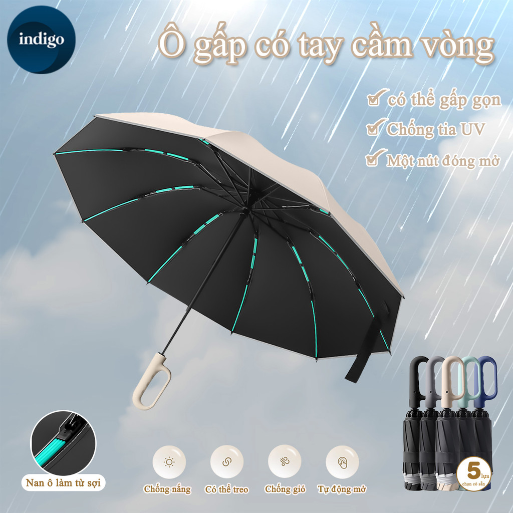 Ô dù che mưa đi nắng  mở tự động gấp nhỏ gọn cầm tay 2 chiều cỡ lớn，Chịu bão