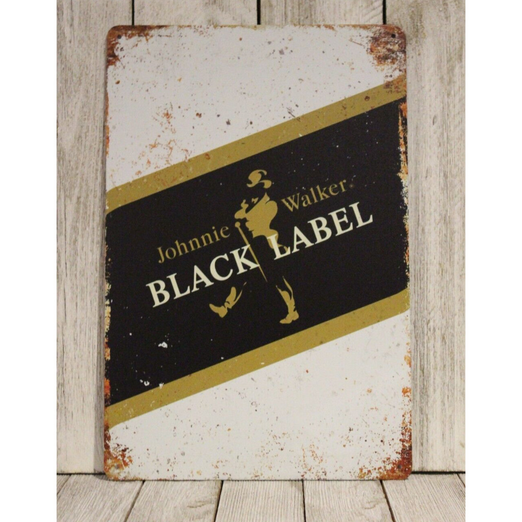Johnnie Walker Whisky Tín Hiệu Kim Loại Irish Bar Pub Scotch Nhãn Đen Whisky 20 * 30cm