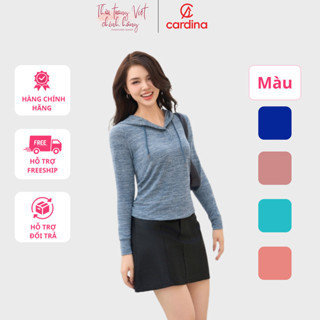 Áo len nữ muối tiêu thể thao có mũ Cardina 4ALD08 thiết kế năng động thoải mái sang trọng