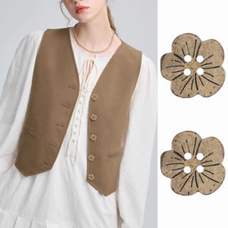  10 Chiếc Vintage Hoa Dễ Thương Vỏ Dừa Nút Tự Nhiên Thân Thiện Với Môi Trường 16.5 Mm 23 Mm Màu Nâu Retro Đầm Áo Sơ Mi DIY May Nút 