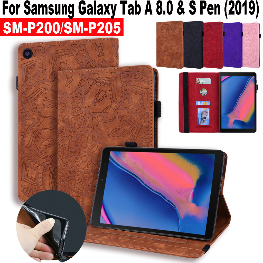 Ốp Da Cho Samsung Galaxy Tab A 8.0 & S Pen (2019) SM-P200 SM-P205 Flip Stand Leather Magnet Case Tab