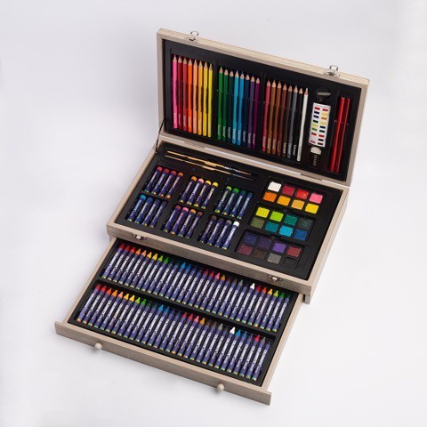 Bộ màu vẽ Colormate hộp gỗ đa năng 142 chi tiết ,quà tặng bé yêu - COLORMATE