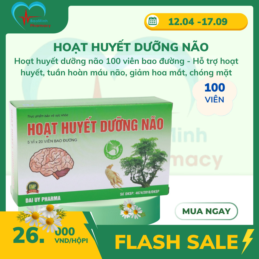 Hoạt huyết dưỡng não Đại Uy, giúp bổ não, cải thiện và tăng cường trí nhớ - Hộp 100 viên