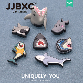 JJBXC Charm phụ kiện giày   Khóa Trang Trí 3D Phim Hoạt Hình Đầu Cá Mập DIY Thời Trang Sticker Dép  