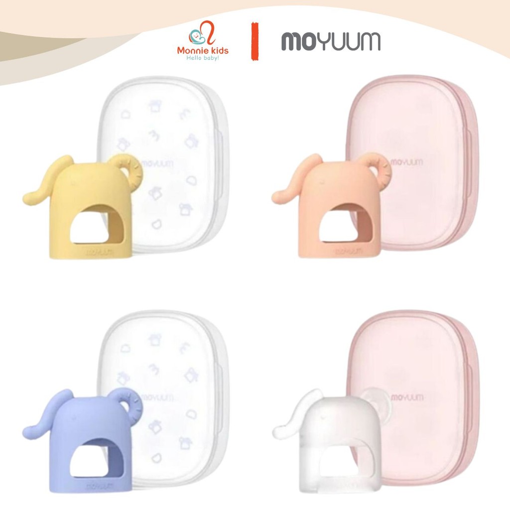 Gặm nướu silicone hình voi Moyuum cho bé 3m+, đồ chơi chống mút tay Hàn Quốc - Monnie Kids