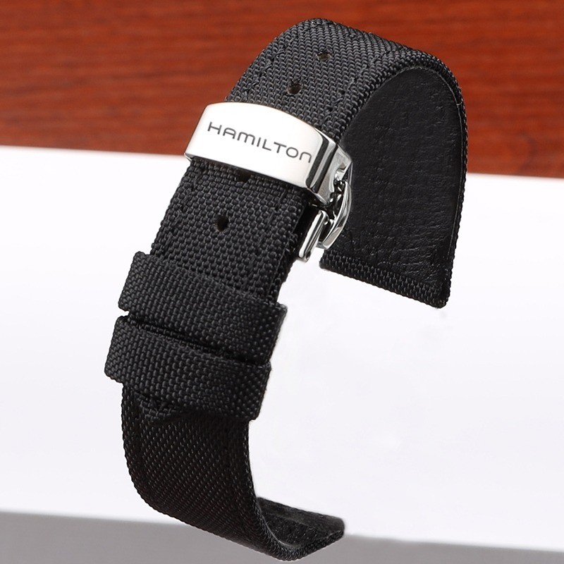 18 / 19 / 20 / 21 / 22 / 23 / 24mm Dây da bò Nylon cho Hamilton Kaki Field Classic Jazz Hamilton Can