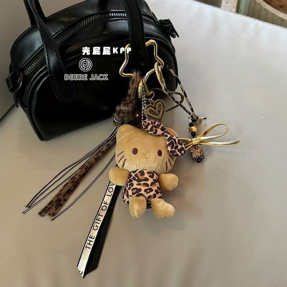 Mặt dây chuyền túi Deere JACK cao cấp in họa tiết da báo Hello Kitty phụ kiện sang trọng