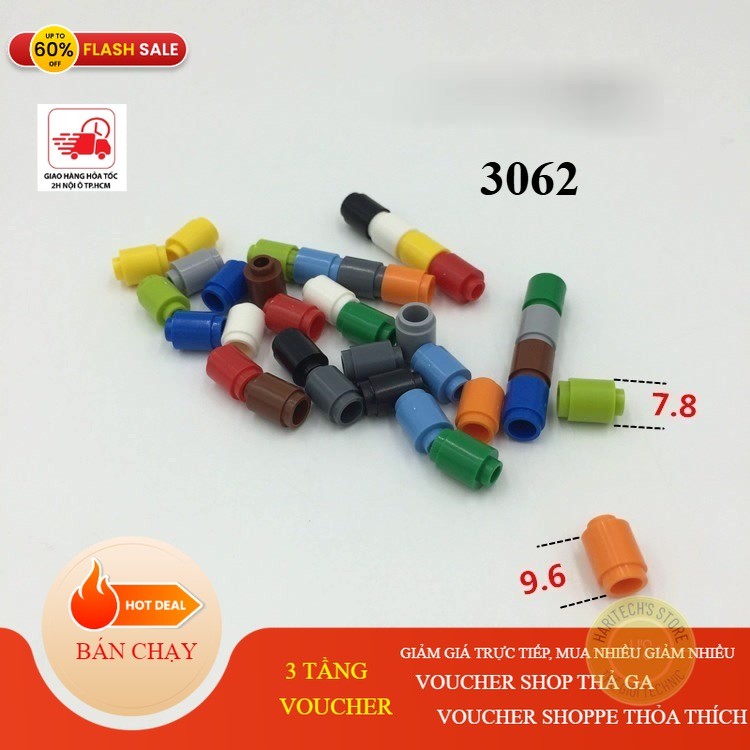 COMBO 20 ống trụ 1x1 - Phụ Kiện Đồ Chơi Lắp Ráp Tương Thích Part 3062 30068 35390 3125