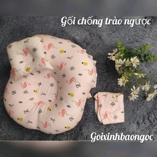  Gối chống trào ngược cho bé ,Vỏ gối  Vải Cotton 100% ,có dây kéo dễ vệ sinh Tặng kèm gối lõm có thể không cùng mầu gối  