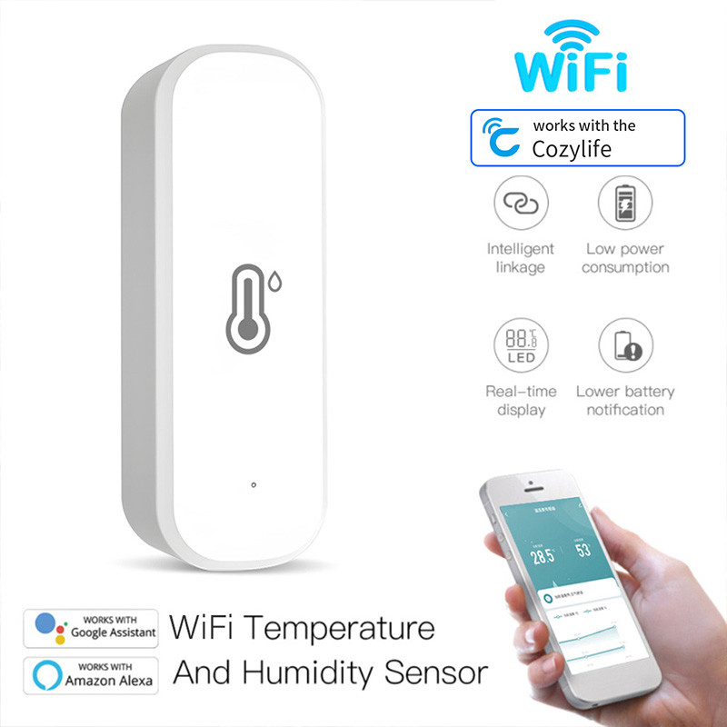 Cảm biến độ ẩm nhiệt độ WiFi Cảm biến thông minh Cozylife hoạt động với Google Assistant Amazon Alex