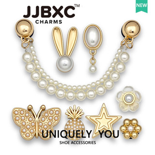  JJBXC Charm phụ kiện dép   kim loại lỗ giày khóa giày ngọc trai trắng vòng cổ bướm dứa ngọc trai cánh hoa phụ kiện giày hợp kim trang trí giày thời trang Sticker Dép   