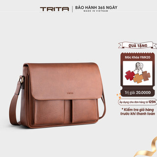 Túi Trita (Thời trang nam dáng ngang phối ngăn đôi - Túi đeo chéo da RTN6)
