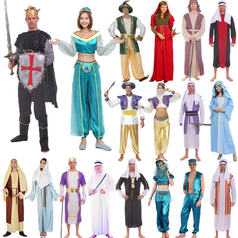 Katal Union Jasmine Dress Up Prince Áo choàng Quần áo trưởng thành Nam COS Aladdin Công chúa Jasmine