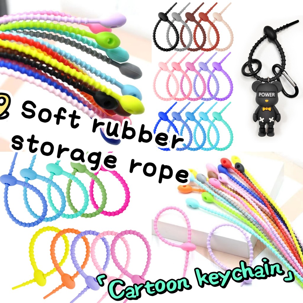 15cm Màu Silicone Zip Tie Tadpole Dây Tự Khóa Cáp Dữ Liệu Lưu Trữ Với Hộp Mù Đồ Chơi Hợp Thời Trang Mặt Dây Chuyền Tự Làm Móc Khóa Phụ Kiện