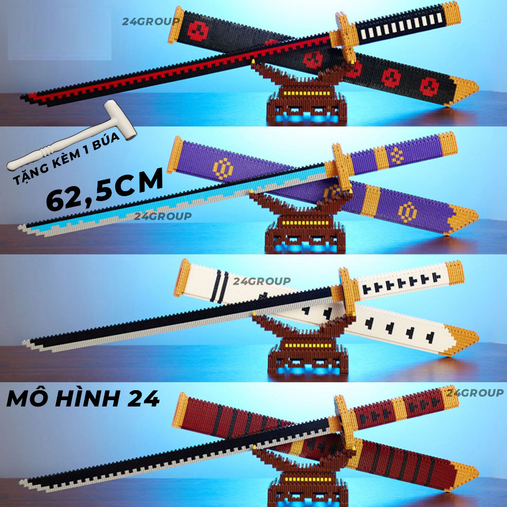 [63cm] mô hình đồ chơi kiếm roronoa Zoro trong one piece lắp ráp rèn luyện trí thông minh katana one