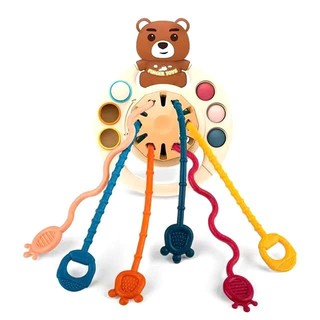 Đồ Chơi Silicone Rút Dây Gặm Nướu Hình Đia Bay  - Đồ Chơi Dây Kéo Cầm Tay Hình Gấu Cho Bé