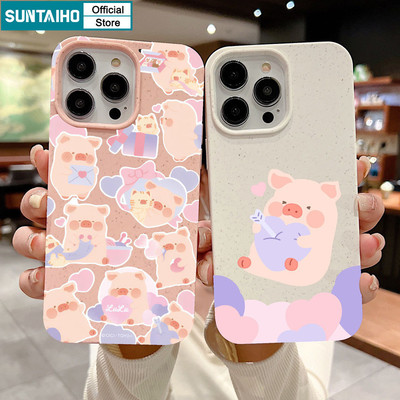 Suntaiho Sweet Cute Pig Love Pattern Phone Case Frosted Soft Premium Vỏ chống sốc cho iPhone 11 12 13 14 15 16 Pro max IP 7 8 Plus Iphon X Xs XR Xs max