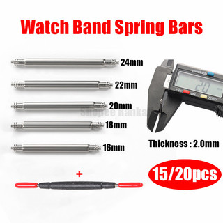15 / 20 Chiếc Dây Đồng Hồ Lò Xo Chân 2.0 Mm Độ Dày Thép Không Gỉ Lò Xo Thanh 16 / 18 / 20 / 22 / 24 Mm Dây Đeo Liên Kết Chân Đồng Hồ Công Cụ Sửa Chữa