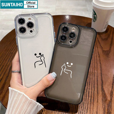 Suntaiho Ốp lưng Iphone Đẹp đơn giản Ngộ nghĩnh Vỏ Độc Đáo Họa Tiết Chỉ Dấu Ngón Tay Ốp Điện Thoại TPU Mềm Cao Cấp Chống Sốc Cho Iphone 16 15 14 12 13 11 Pro Max IP 7 8 Plus Iphon X Xs XR Xs Max Hàn quốc Ốp Lưng
